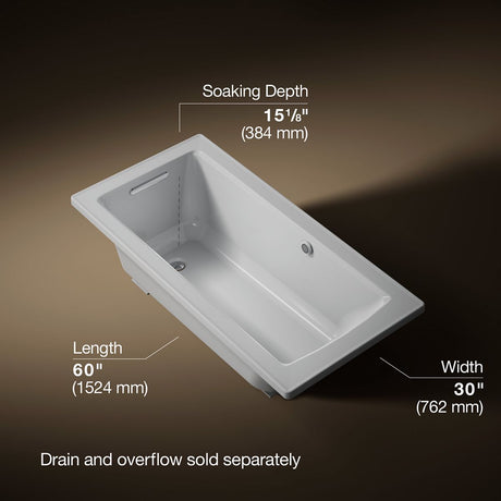 Archer® 60" x 30" drop-in bath with Bask® heated surface