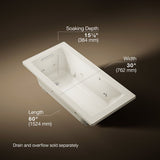 Archer® 60" x 30" drop-in whirlpool bath with heat and Comfort Depth® design