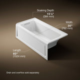 Archer® 60" x 30" alcove Heated BubbleMassage™ air bath, left drain