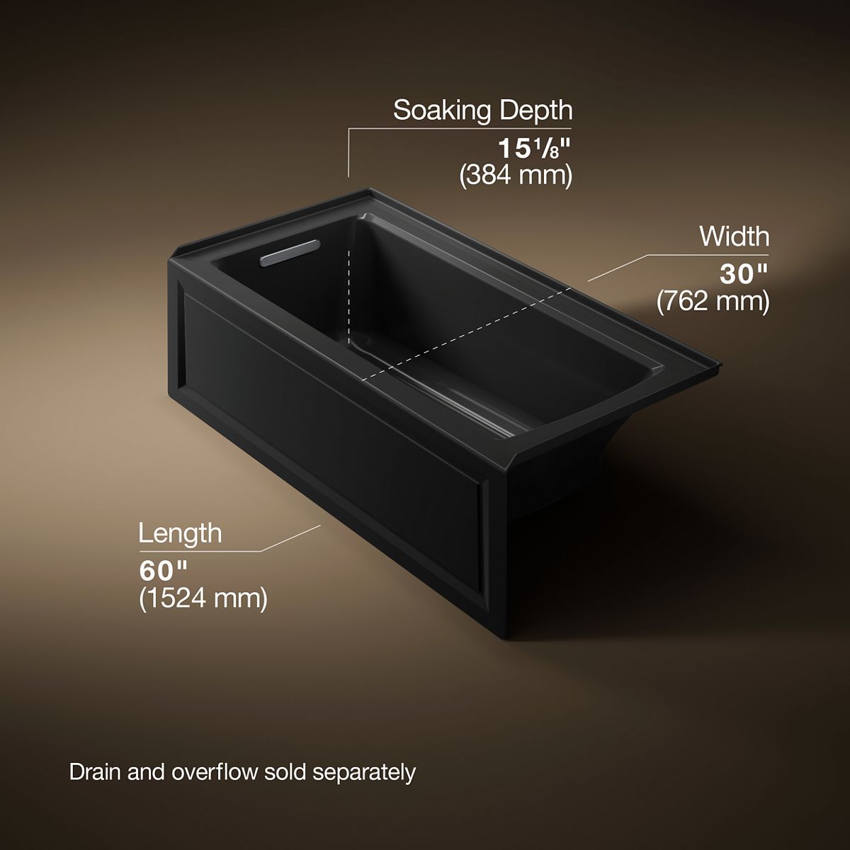 Archer® 60" x 30" alcove Heated BubbleMassage™ air bath, left drain