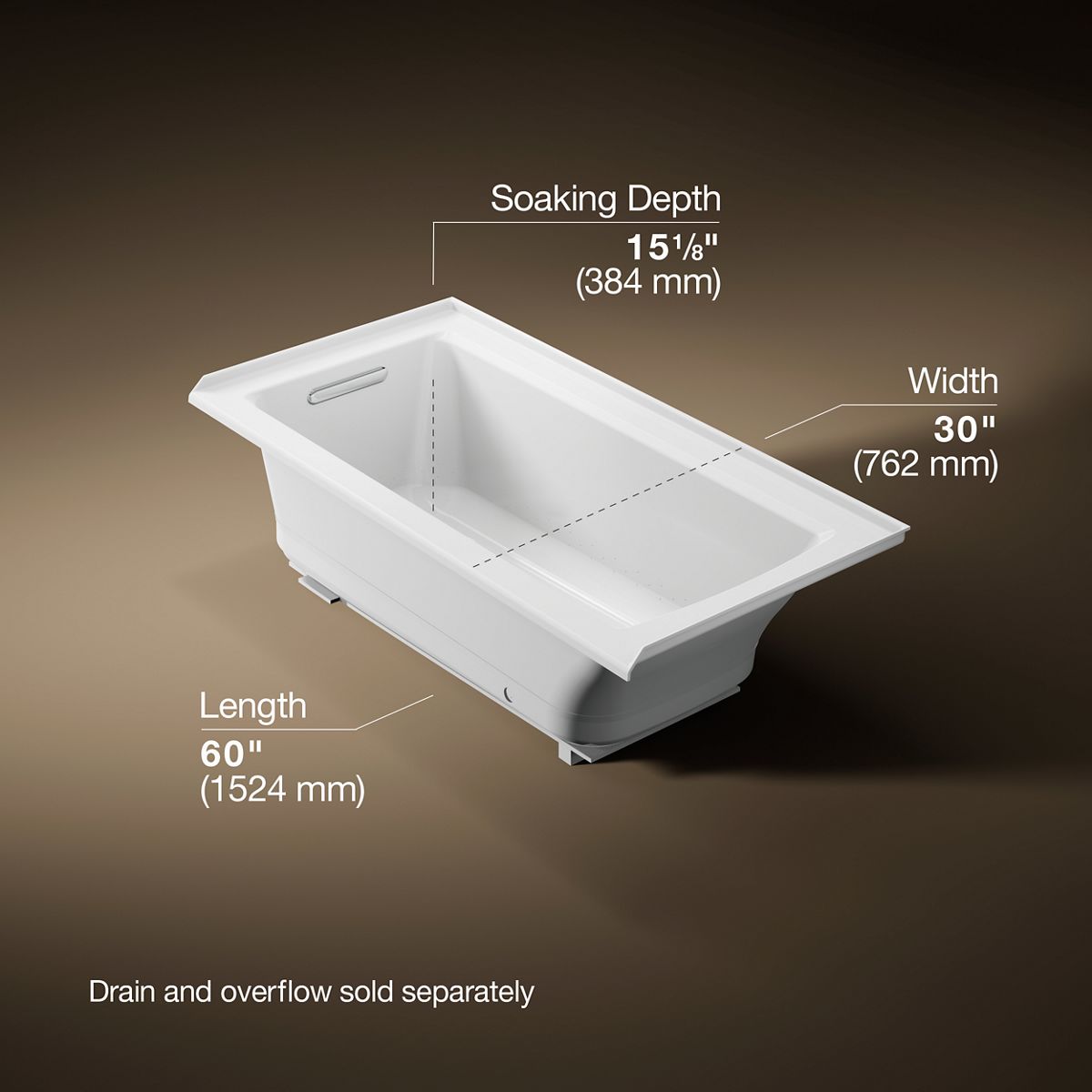 Archer® 60" x 30" alcove Heated BubbleMassage™ air bath, left drain