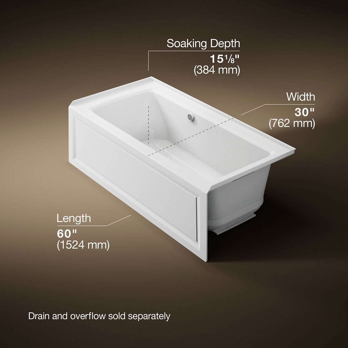 Archer® 60" x 30" alcove Heated BubbleMassage™ air bath with Bask® heated surface, right drain