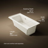 Archer® 60" x 30" alcove Heated BubbleMassage™ air bath with Bask® heated surface, right drain