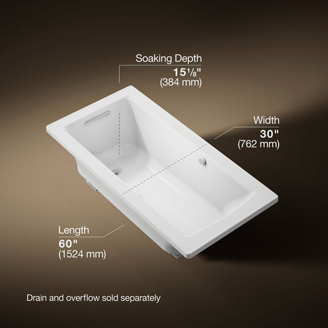 Archer® 60" x 30" drop-in Heated BubbleMassage™ air bath with Bask® heated surface