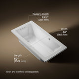 Archer® 60" x 30" drop-in Heated BubbleMassage™ air bath with Bask® heated surface