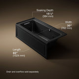 Archer® 60" x 30" alcove whirlpool bath with Bask® heated surface, left drain