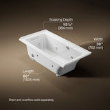 Archer® 60" x 30" alcove whirlpool bath with Bask® heated surface, left drain