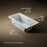 Archer® 60" x 30" alcove whirlpool bath with Bask® heated surface, left drain