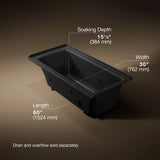 Archer® 60" x 30" alcove heated whirlpool bath, right drain