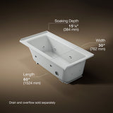 Archer® 60" x 30" alcove whirlpool bath, right drain