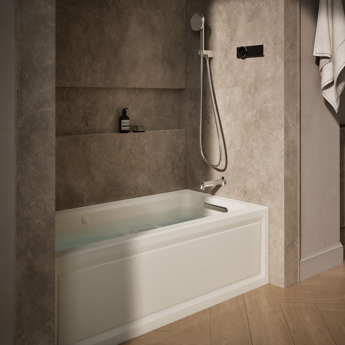 Archer® 60" x 30" alcove whirlpool bath with Bask® heated surface, right drain