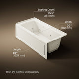Archer® 60" x 30" alcove whirlpool bath with Bask® heated surface, right drain
