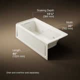 Archer® 60" x 30" alcove Heated BubbleMassage™ air bath and whirlpool, left drain