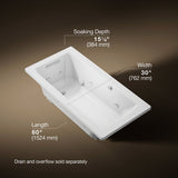 Archer® 60" x 30" drop-in Heated BubbleMassage™ air bath with whirlpool