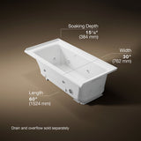 Archer® 60" x 30" alcove Heated BubbleMassage™ air bath and whirlpool, right drain