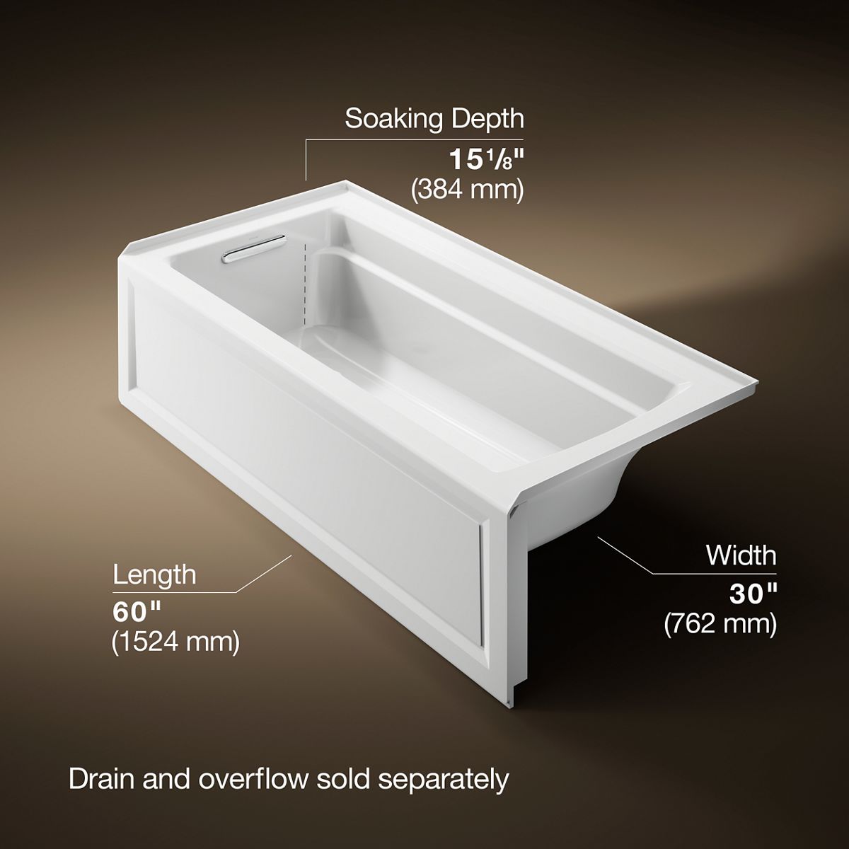 Archer® 66" x 32" alcove bath with Bask® heated surface, left drain
