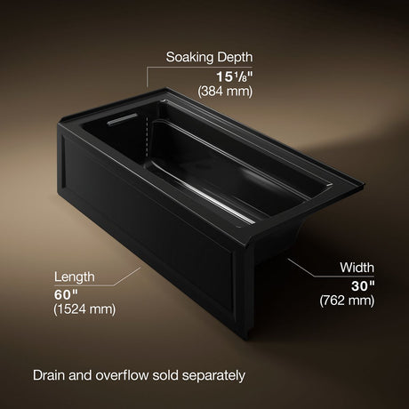 Archer® 66" x 32" alcove bath with Bask® heated surface, left drain