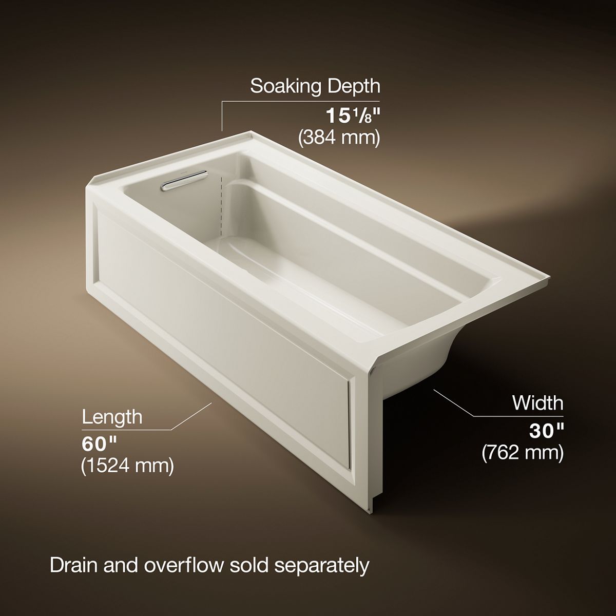 Archer® 66" x 32" alcove bath with Bask® heated surface, left drain