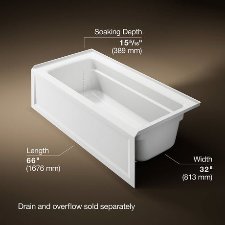 Archer® 66" x 32" alcove bath, right drain