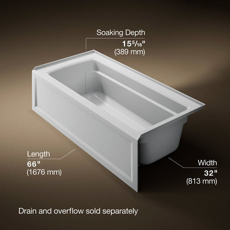 Archer® 66" x 32" alcove bath, right drain