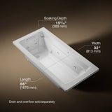 Archer® 66" x 32" drop-in heated whirlpool bath