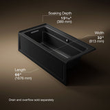 Archer® 66" x 32" alcove Heated BubbleMassage™ air bath with Bask® heated surface, left drain