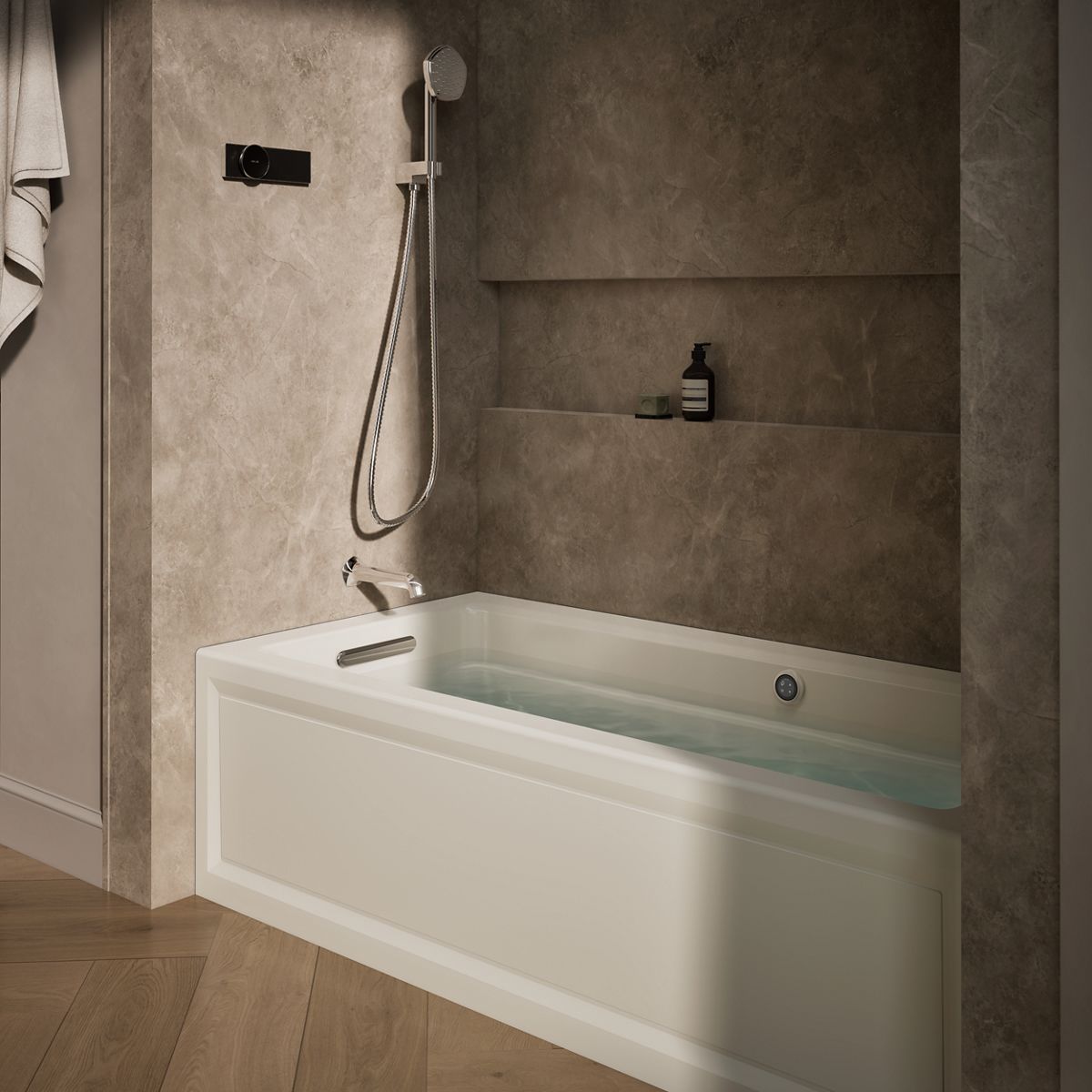 Archer® 66" x 32" alcove Heated BubbleMassage™ air bath with Bask® heated surface, left drain