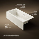 Archer® 66" x 32" alcove Heated BubbleMassage™ air bath with Bask® heated surface, left drain