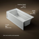 Archer® 66" x 32" alcove Heated BubbleMassage™ air bath, right drain