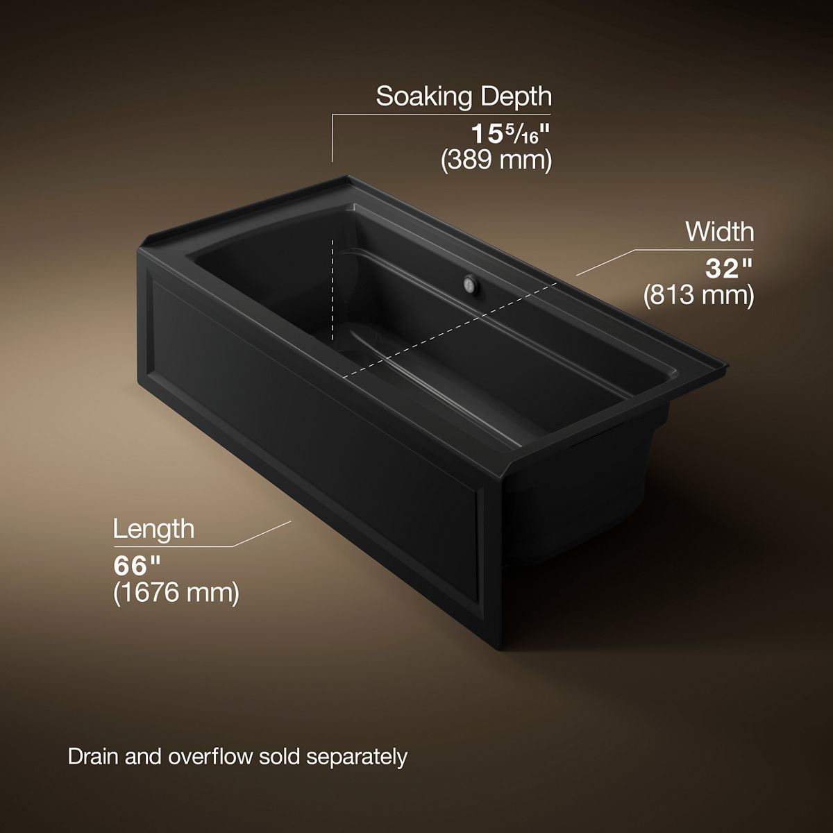 Archer® 66" x 32" alcove Heated BubbleMassage™ air bath with Bask® heated surface, right drain
