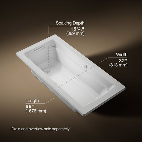 Archer® 66" x 32" drop-in Heated BubbleMassage™ air bath with Bask® heated surface