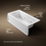 Archer® 66" x 32" alcove heated whirlpool, left hand