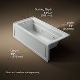 Archer® 66" x 32" alcove heated whirlpool, left hand