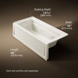 Archer® 66" x 32" alcove heated whirlpool, left hand