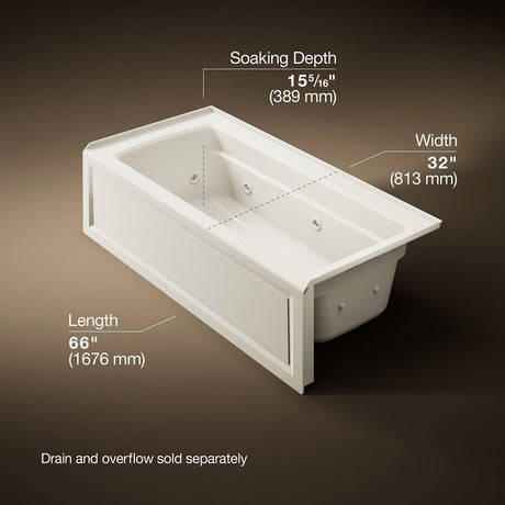 Archer® 66" x 32" alcove whirlpool, right drain