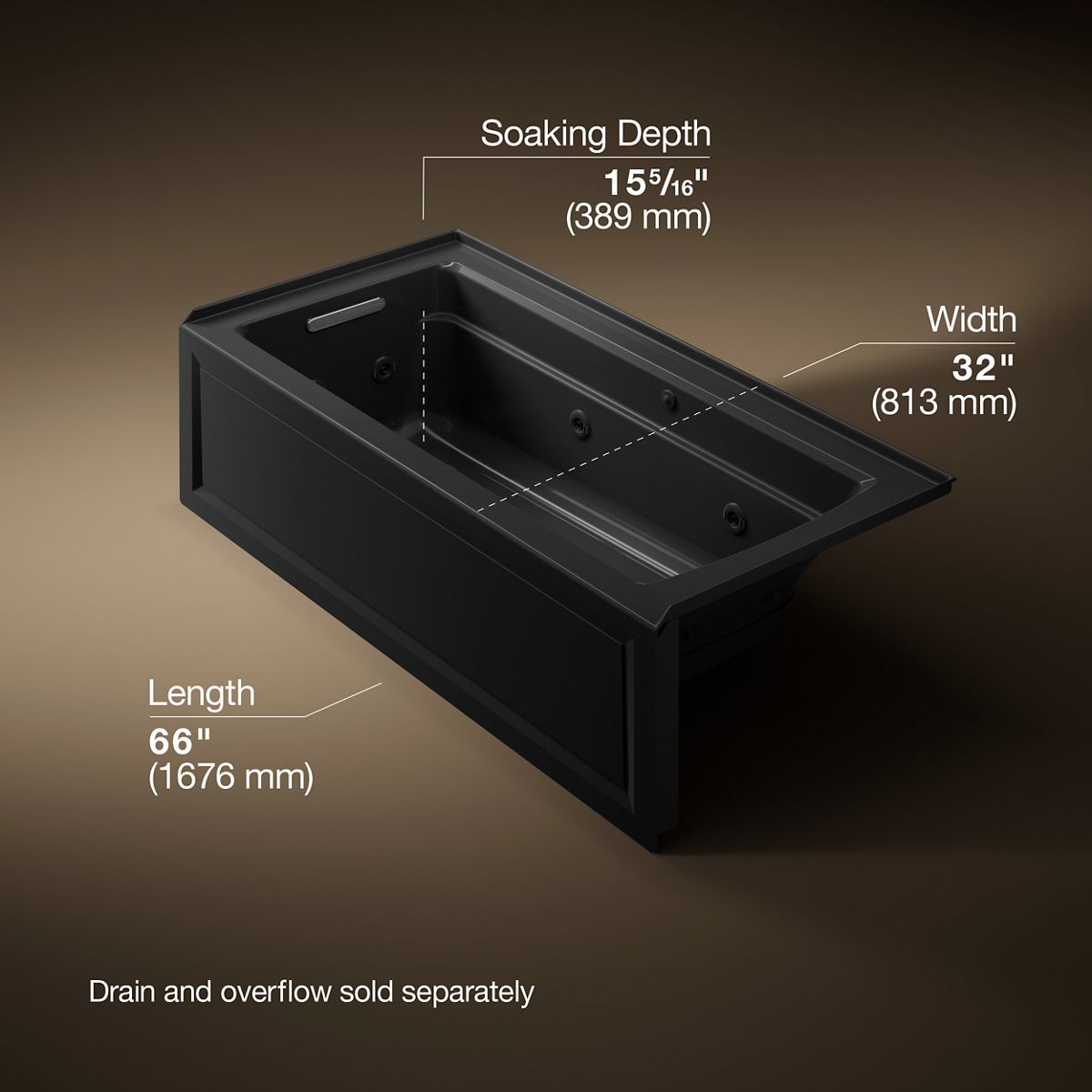 Archer® 66" x 32" alcove Heated BubbleMassage™ air bath and whirlpool, left drain