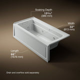 Archer® 66" x 32" alcove Heated BubbleMassage™ air bath and whirlpool, left drain