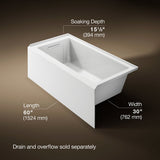 Underscore® 60" x 30" alcove bath, left drain