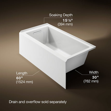 Underscore® 60" x 30" alcove bath, left drain