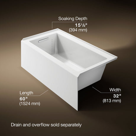 Underscore® 60" x 32" alcove bath, left drain