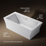 Stargaze® 72" x 36" freestanding Heated BubbleMassage™ air bath with fluted shroud