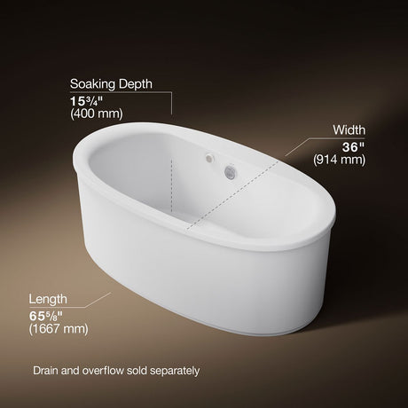 Sunstruck® 65-1/2" x 35-1/2" freestanding Heated BubbleMassage™ air bath with straight shroud