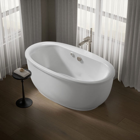 Sunstruck® 65-1/2" x 35-1/2" oval freestanding Heated BubbleMassage™ air bath with fluted shroud