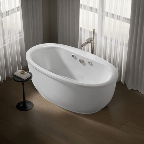 Sunstruck® 65-1/2" x 35-1/2" freestanding Heated BubbleMassage™ air bath with Bask® heated surface and fluted shroud