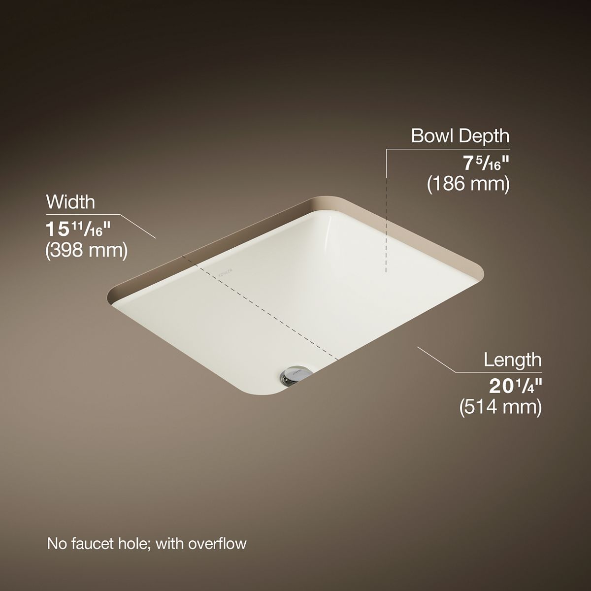 Caxton® 20-1/2" rectangular undermount bathroom sink
