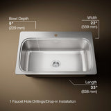 Verse™ 33" top-mount single-bowl kitchen sink