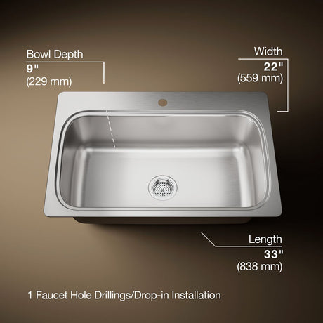 Verse™ 33" top-mount single-bowl kitchen sink