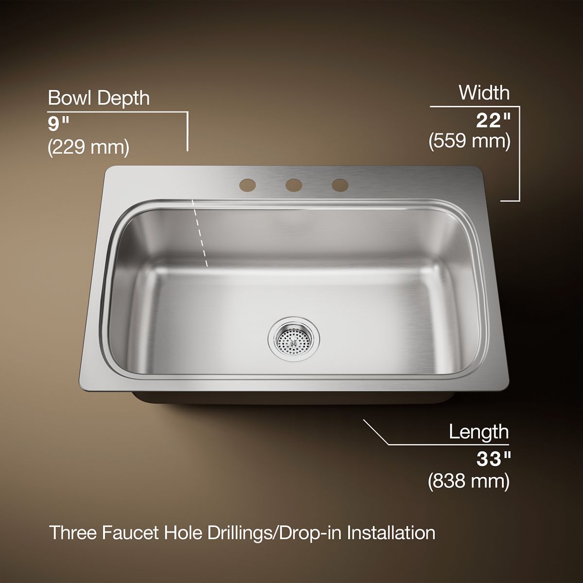 Verse™ 33" top-mount single-bowl kitchen sink