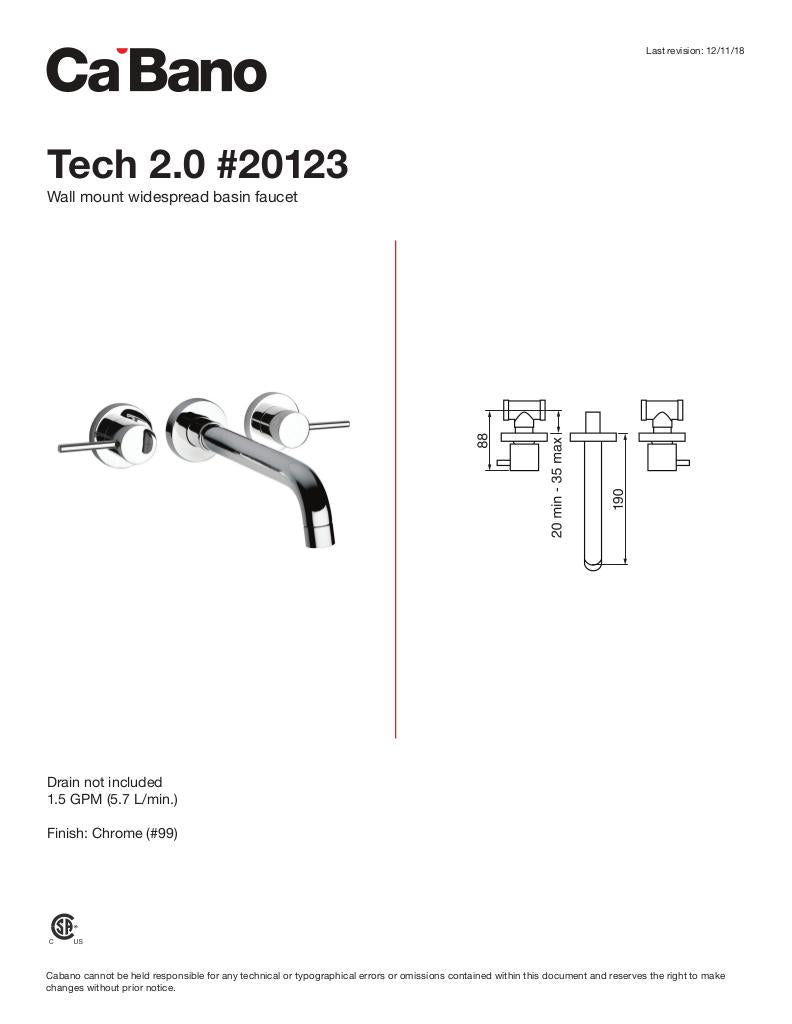 Wall mount widespread basin faucet