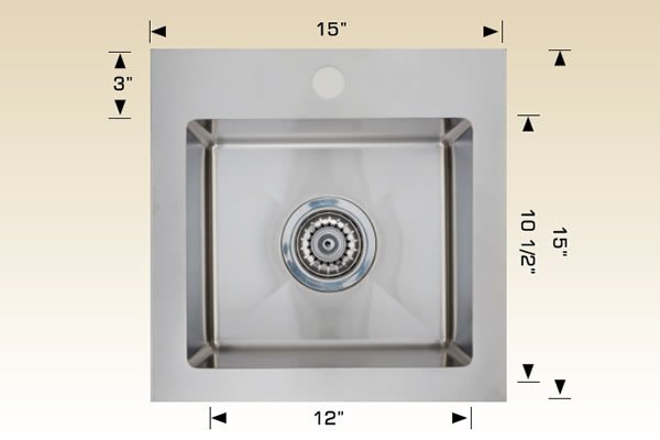 Stainless Steel Sinks 15" X 15" X 6" 201506-1